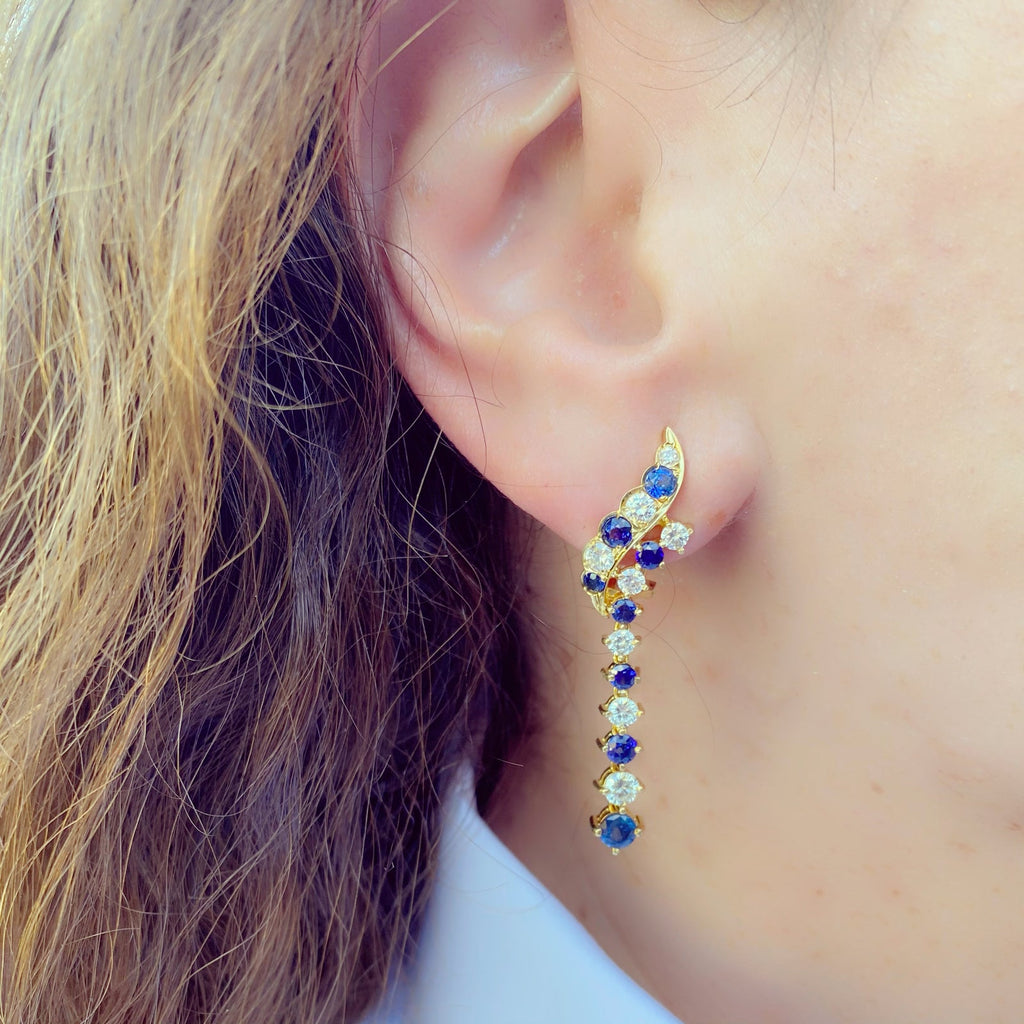 Sapphire & Diamond 18k Gold Earrings