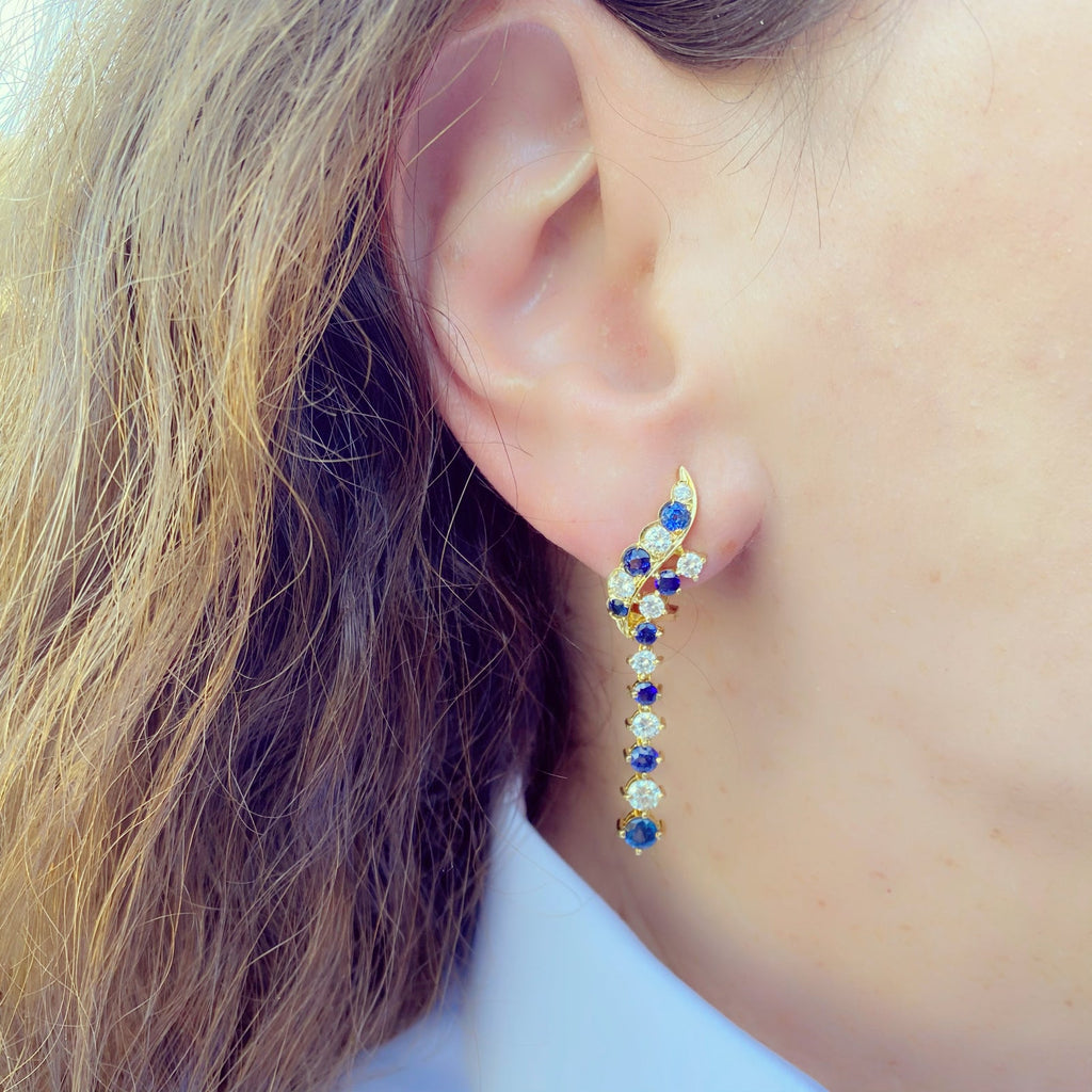 Sapphire & Diamond 18k Gold Earrings