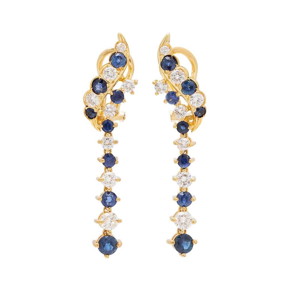 Sapphire & Diamond 18k Gold Earrings