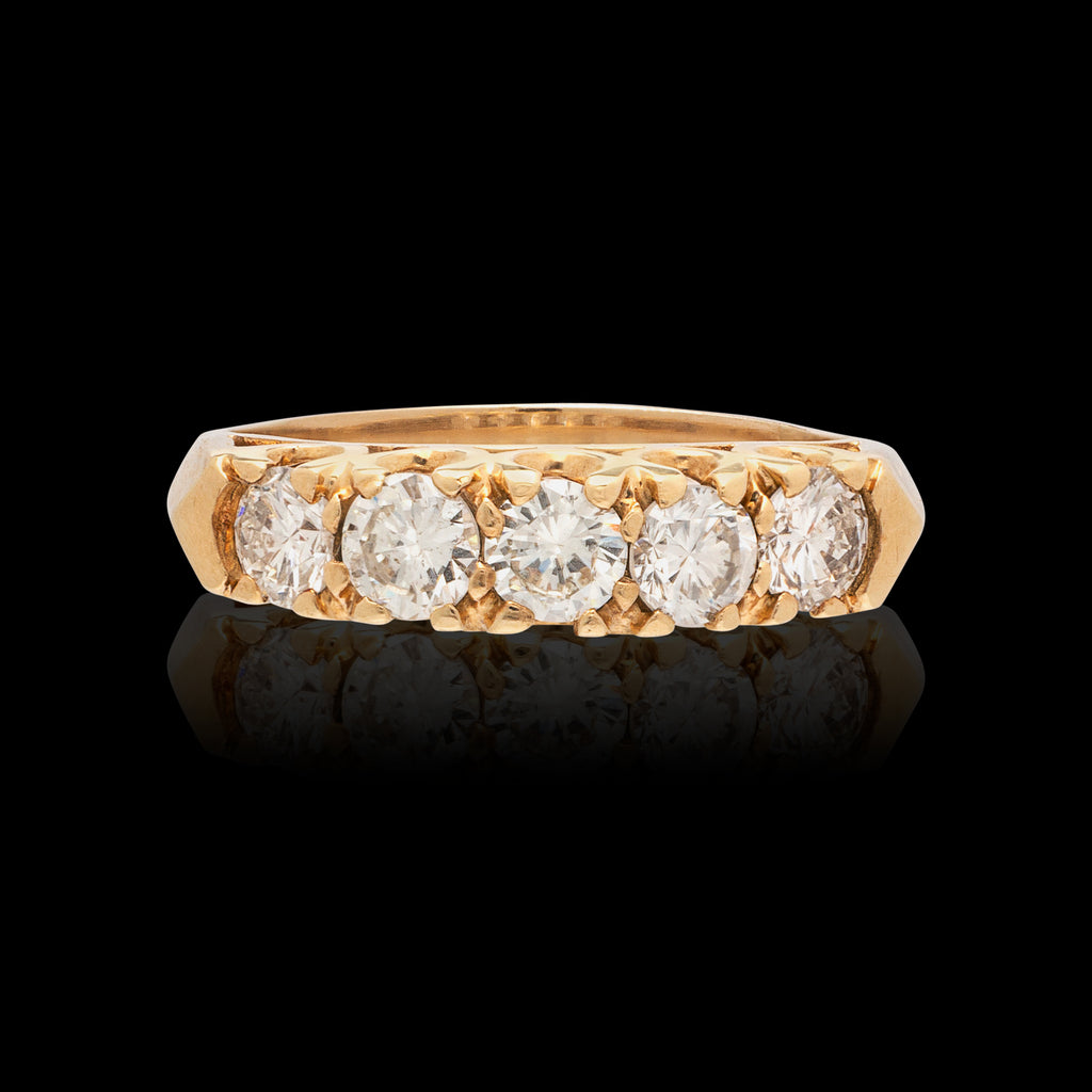 Yellow Gold 5-Stone Diamond Band Ring