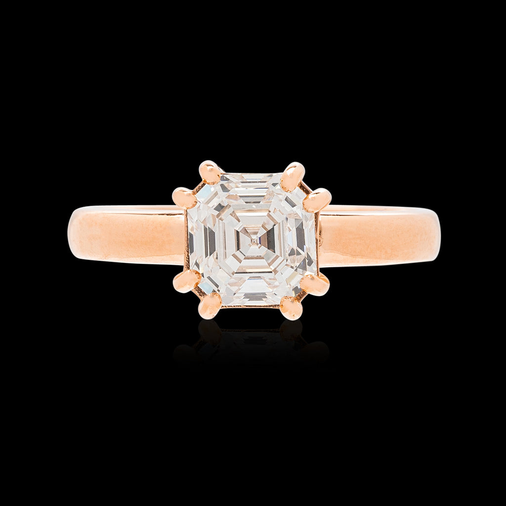 1.68-ct. GIA G/IF Square Emerald Cut Diamond Rose Gold Ring