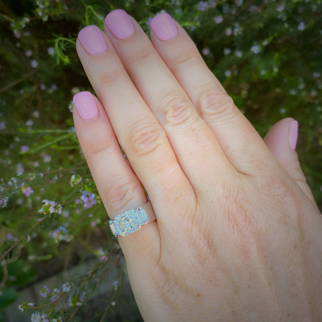 GIA 3.01-ct H/SI1 Radiant Diamond in Cartier Ring