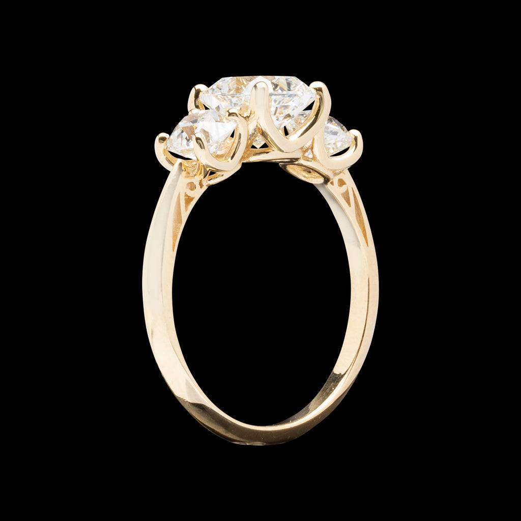 GIA 1.50 carat Cushion Cut 3-Stone Engagement Ring