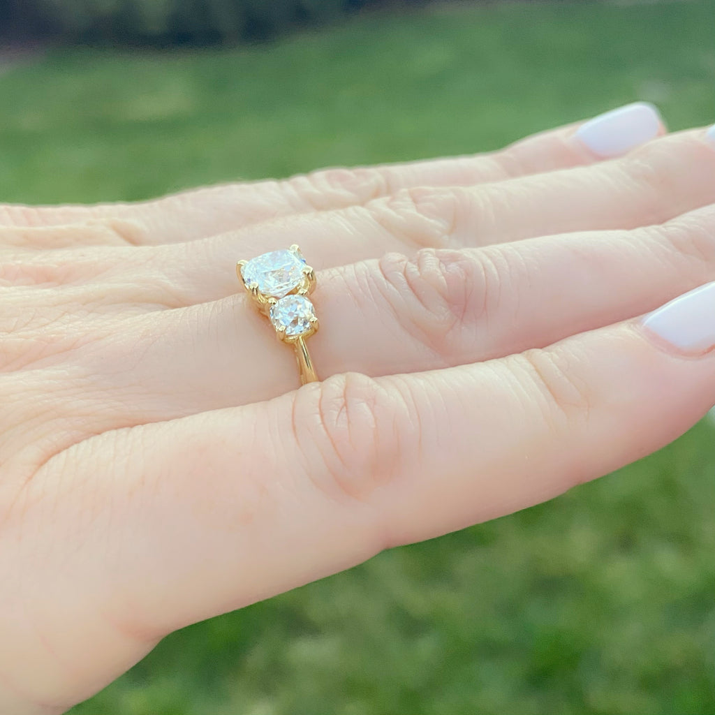 GIA 1.50 carat Cushion Cut 3-Stone Engagement Ring