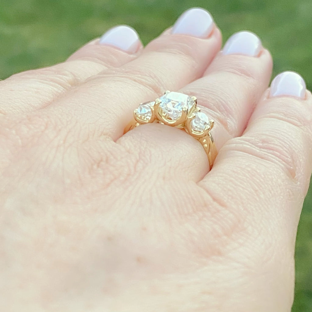 GIA 1.50 carat Cushion Cut 3-Stone Engagement Ring