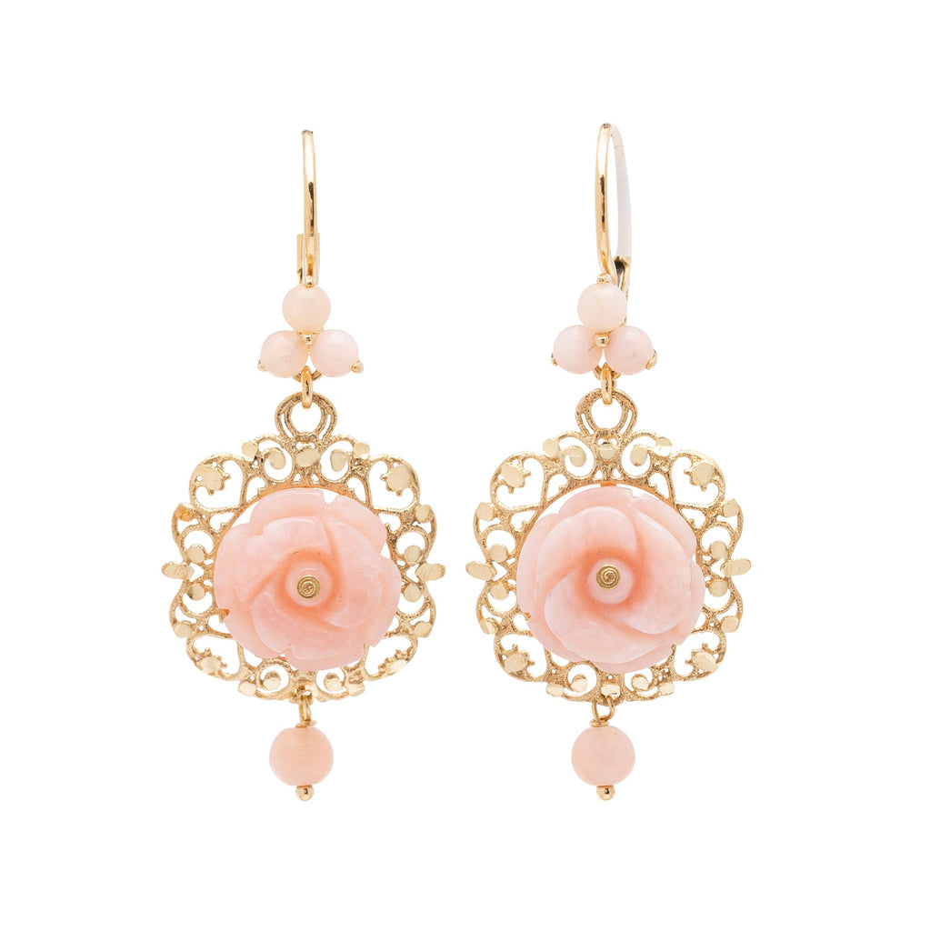 Dolce & Gabbana Pink Jade and 18k Gold Earrings