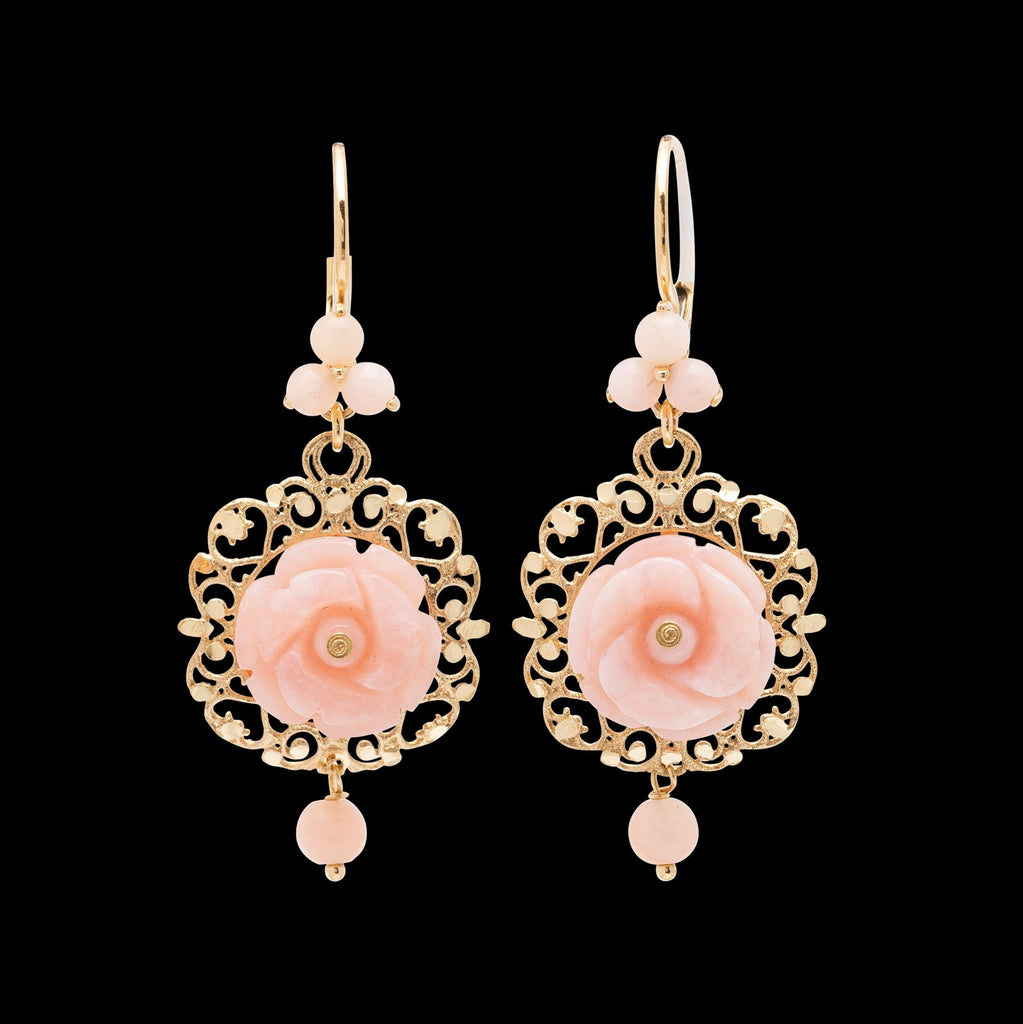 Dolce & Gabbana Pink Jade and 18k Gold Earrings