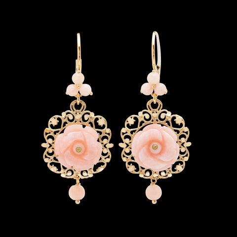 Dolce & Gabbana Pink Jade and 18k Gold Earrings