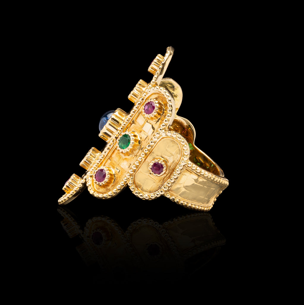 Lalaounis Gem-Set and 18k Gold Ring