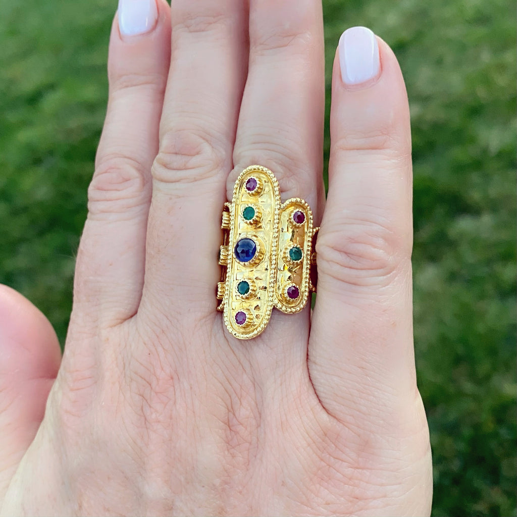 Lalaounis Gem-Set and 18k Gold Ring