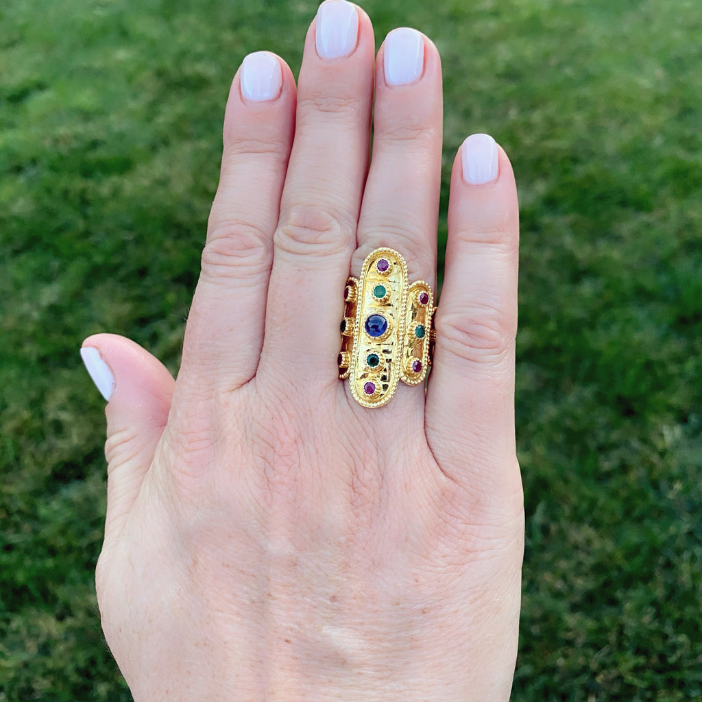 Lalaounis Gem-Set and 18k Gold Ring