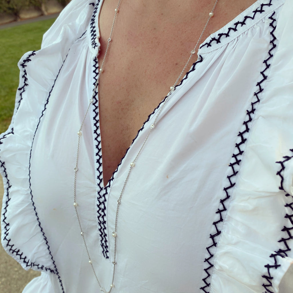 Diamond and Cultured Pearl Longchain