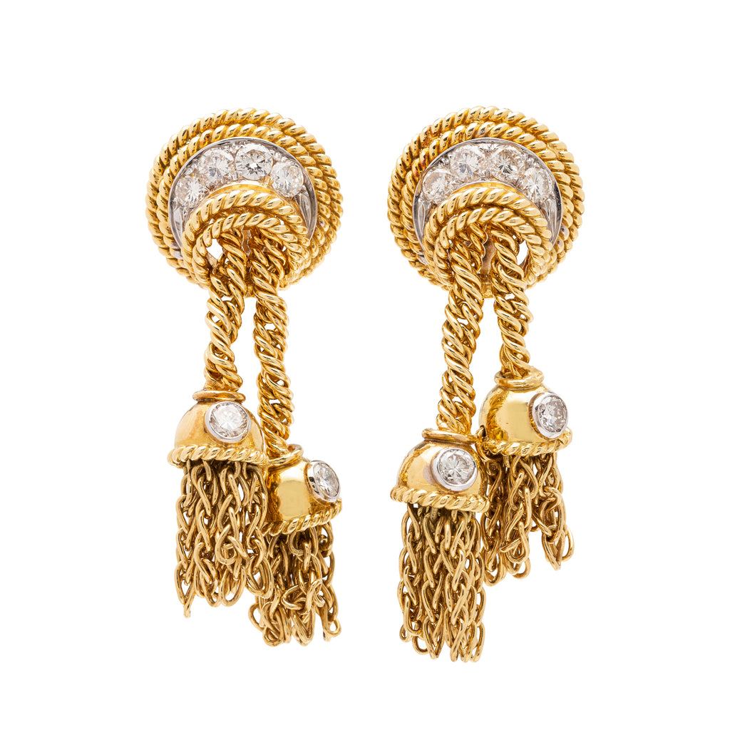 Tiffany & Co. Vintage Diamond 18k Gold Tassel Earrings