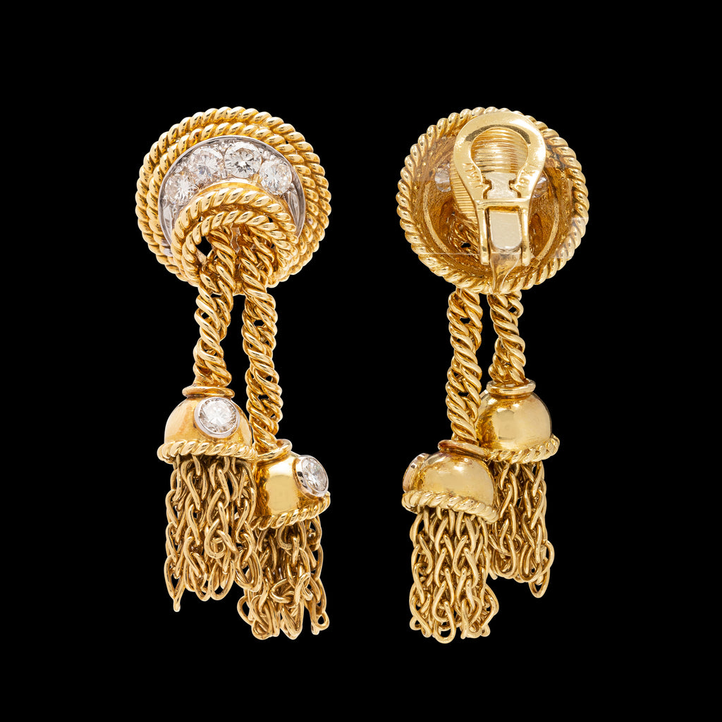 Tiffany & Co. Vintage Diamond 18k Gold Tassel Earrings