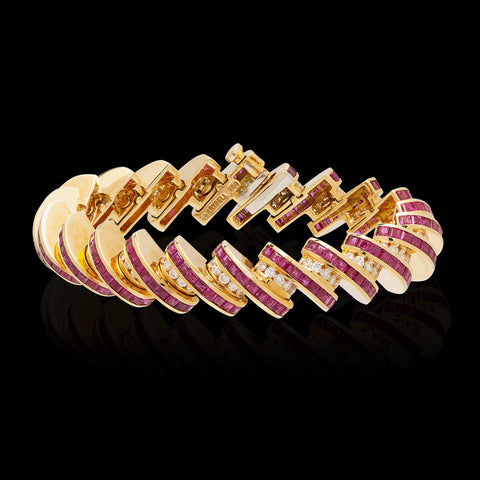 Charles Krypell Vintage Ruby and Diamond Bracelet