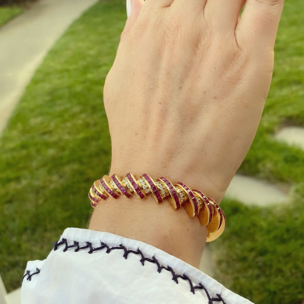 Charles Krypell Vintage Ruby and Diamond Bracelet