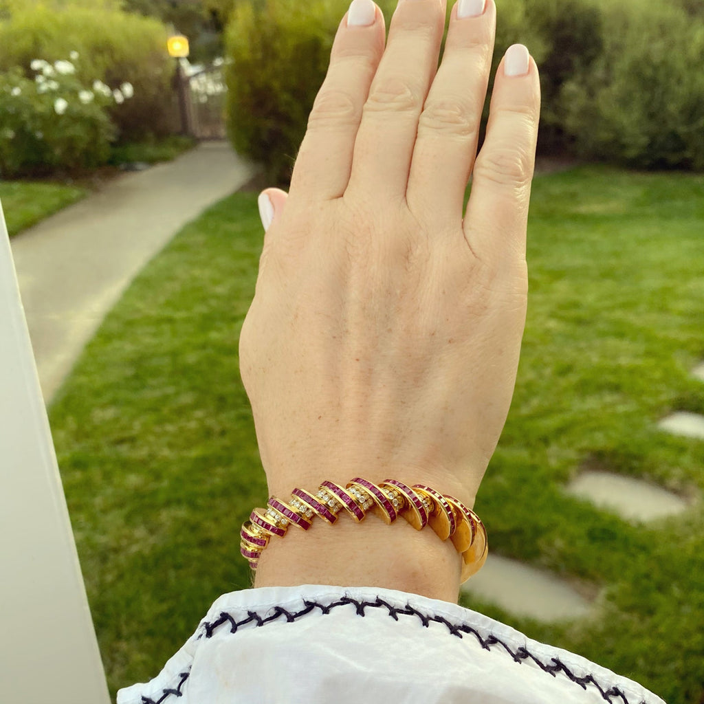Charles Krypell Vintage Ruby and Diamond Bracelet