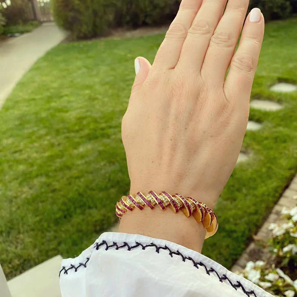 Charles Krypell Vintage Ruby and Diamond Bracelet