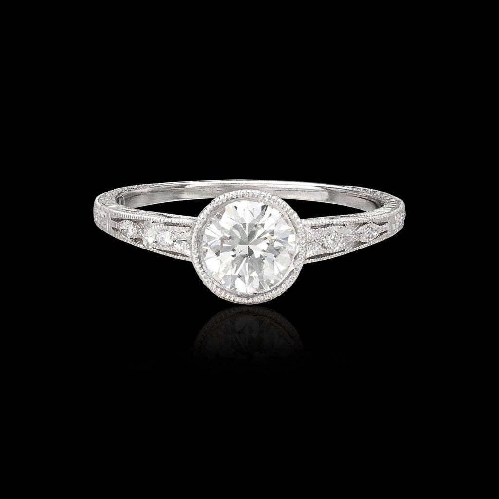 Art Deco Style GIA Bezel Set Diamond Ring