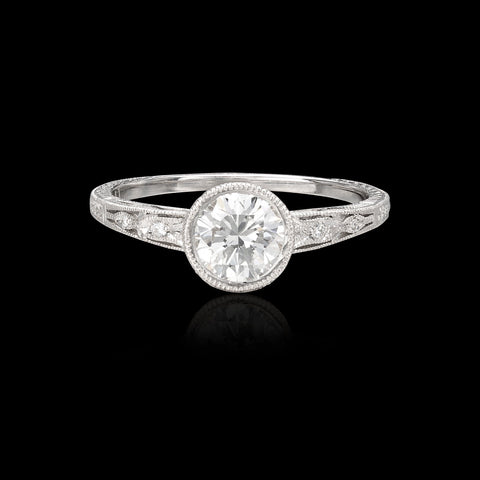 Art Deco Style GIA Bezel Set Diamond Ring