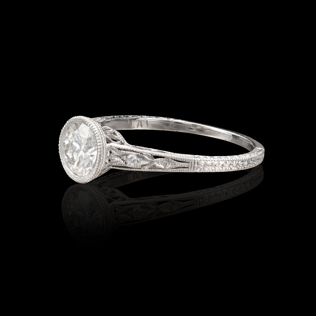 Art Deco Style GIA Bezel Set Diamond Ring