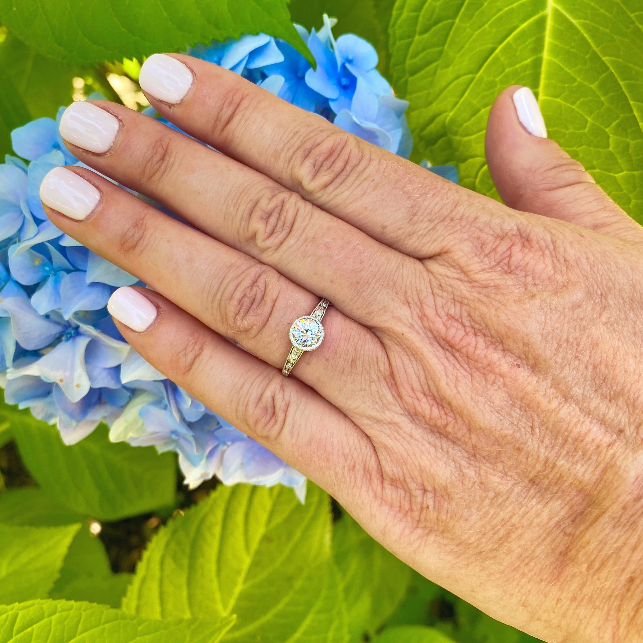 Art deco bezel hotsell set engagement rings