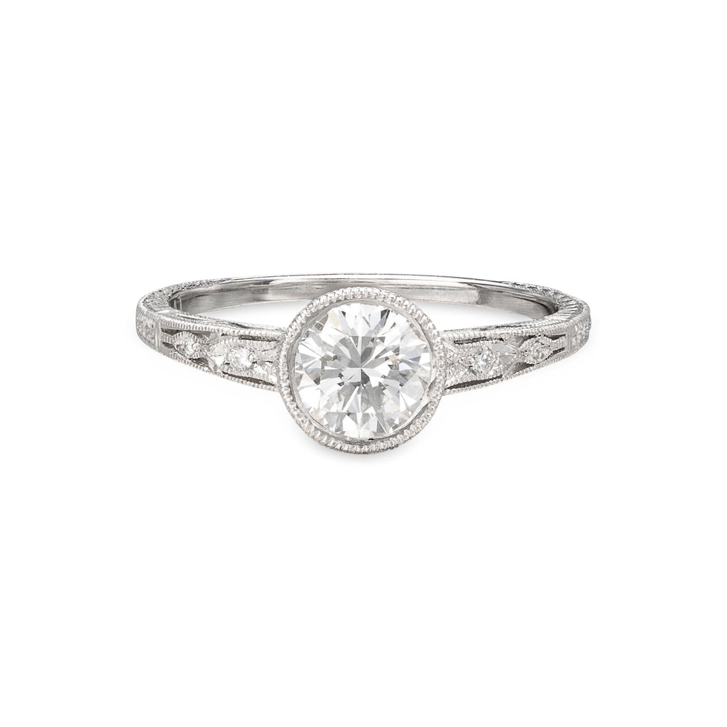 Art Deco Style GIA Bezel Set Diamond Ring