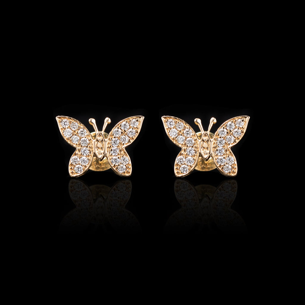 "Butterfly" Diamond & Yellow Gold Earrings