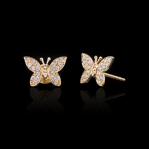 "Butterfly" Diamond & Yellow Gold Earrings