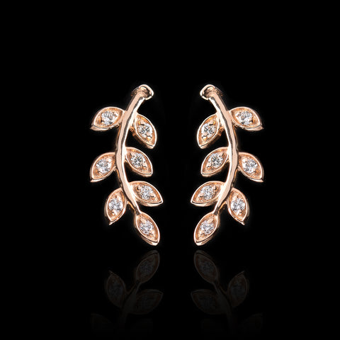 "Climbing Flower" Diamond & Rose Gold Earrings