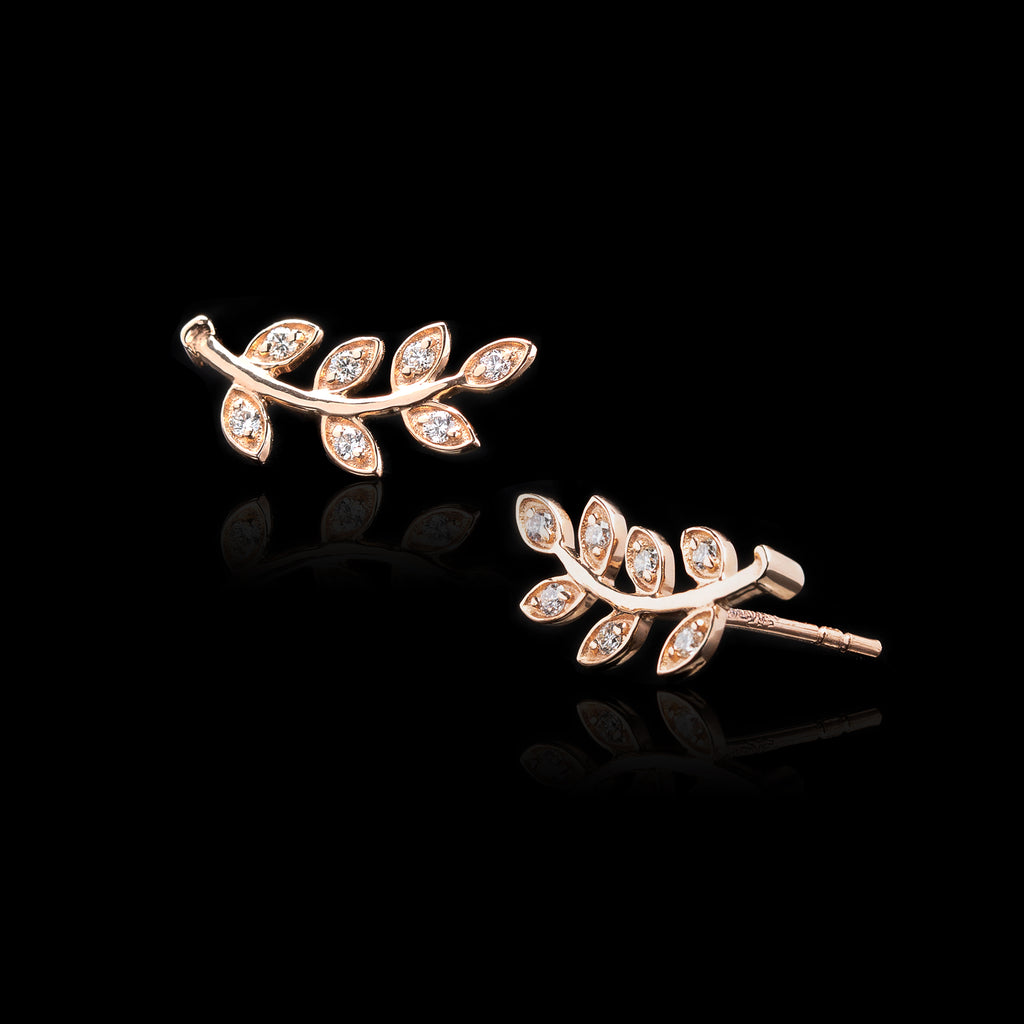"Climbing Flower" Diamond & Rose Gold Earrings