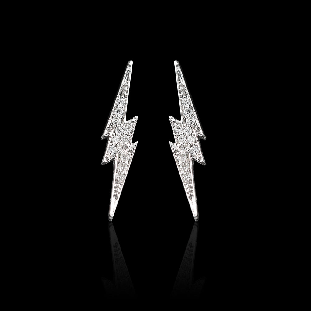 "Lightening Bolt" Diamond & White Gold Earrings