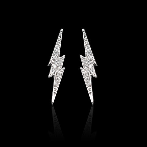 "Lightening Bolt" Diamond & White Gold Earrings