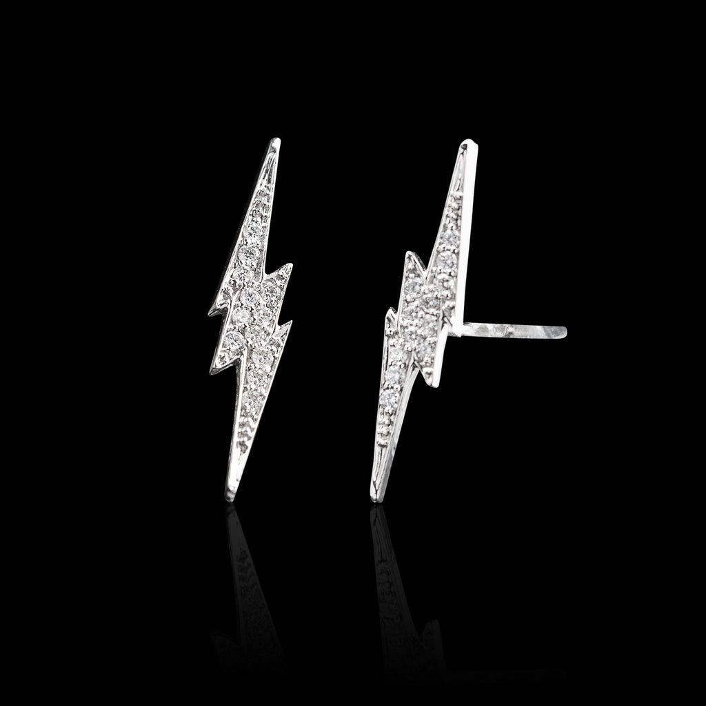 "Lightening Bolt" Diamond & White Gold Earrings