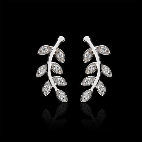 "Climbing Flower" Diamond & White Gold Earrings