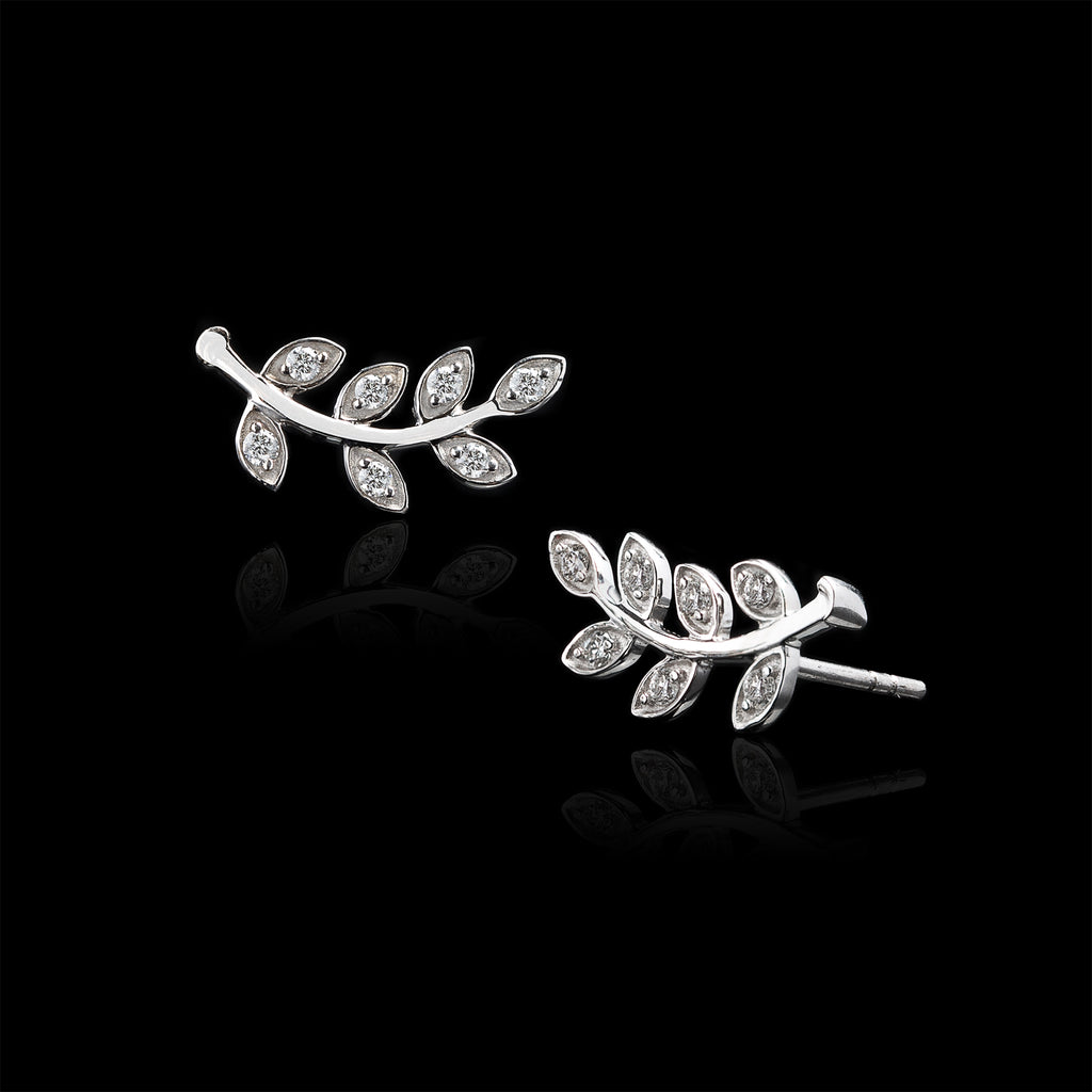 "Climbing Flower" Diamond & White Gold Earrings