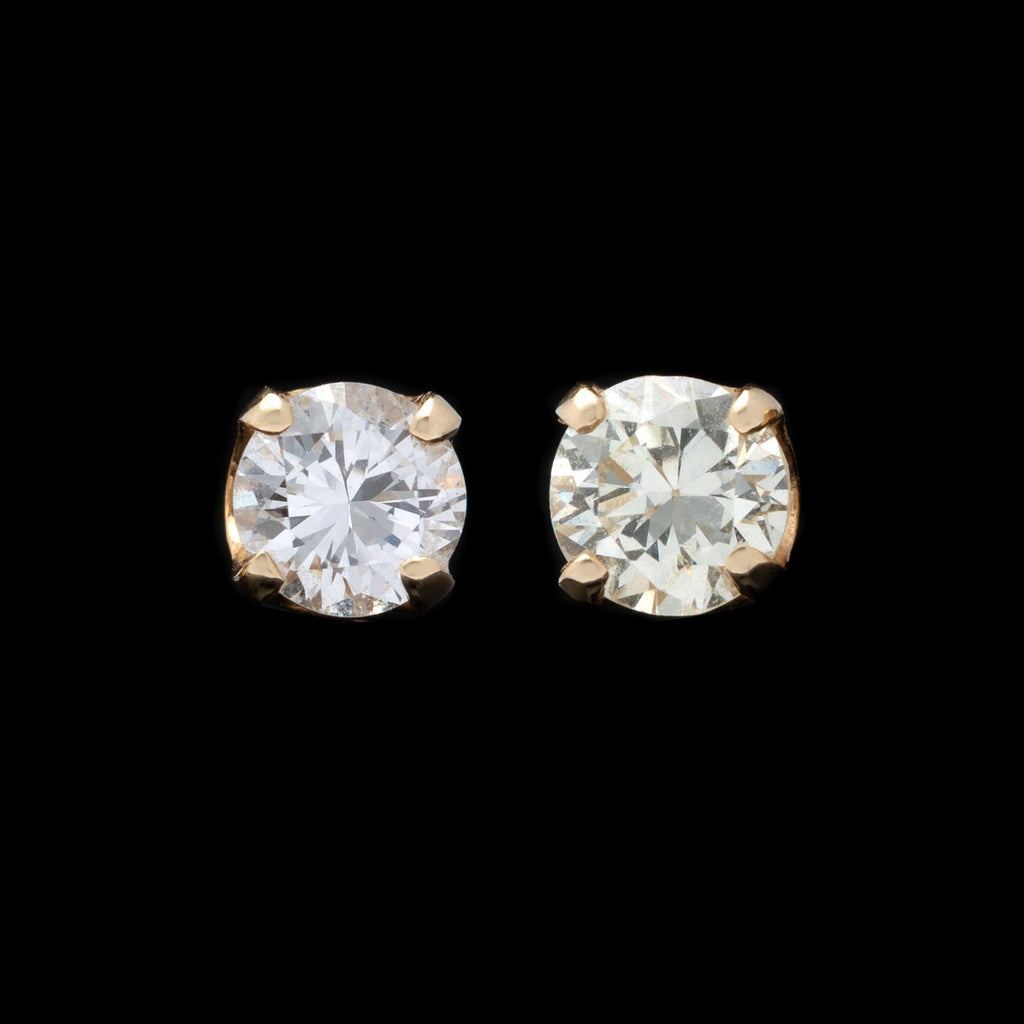 Diamond & Gold Solitaire Earrings
