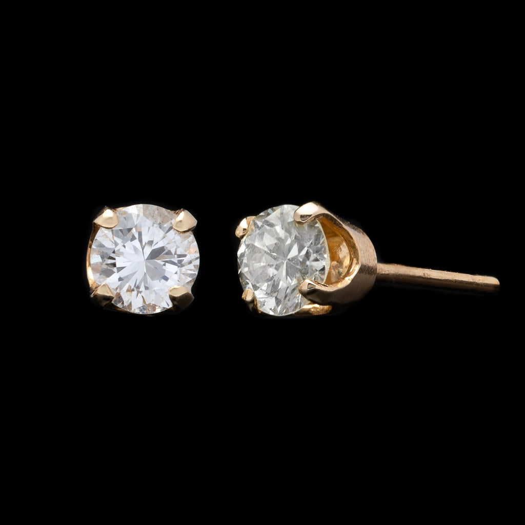 Diamond & Gold Solitaire Earrings