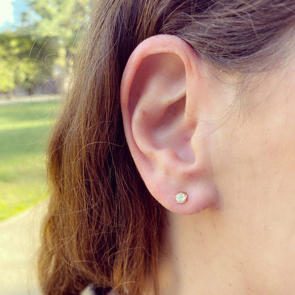 Diamond & Gold Solitaire Earrings