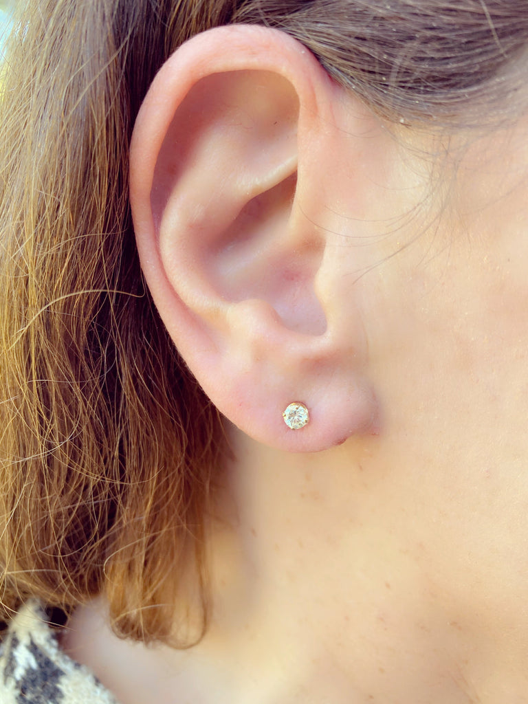 Diamond & Gold Solitaire Earrings