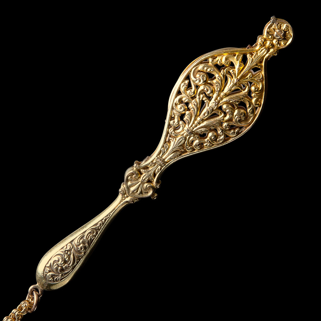 Antique 14k Gold Lorgnette and Long Chain