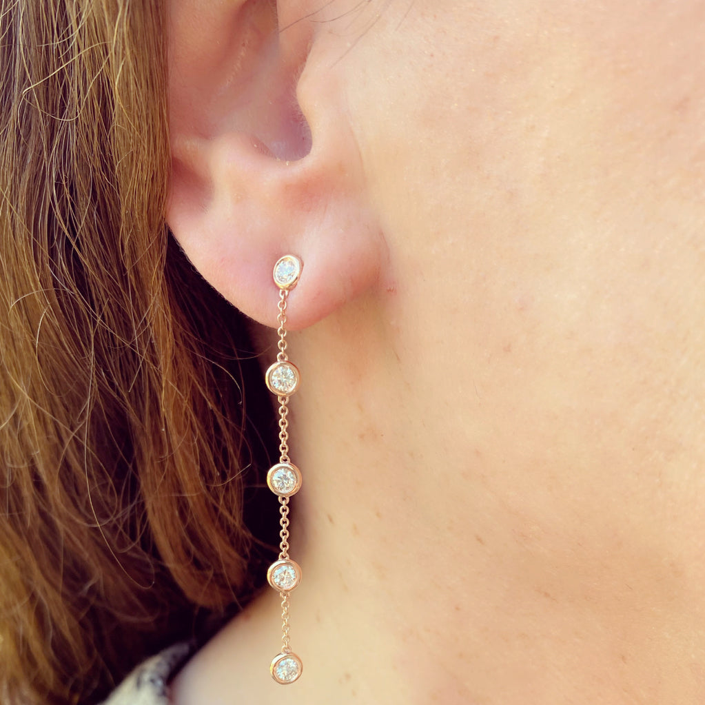 Diamond & Rose Gold Pendant Earrings