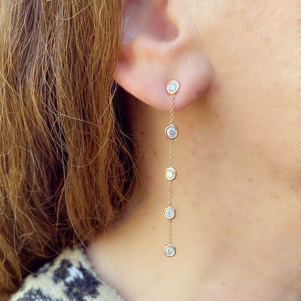 Diamond & Rose Gold Pendant Earrings