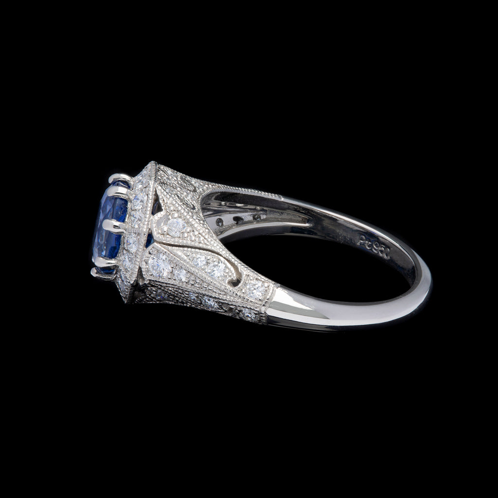 Sapphire & Diamond Platinum Ring
