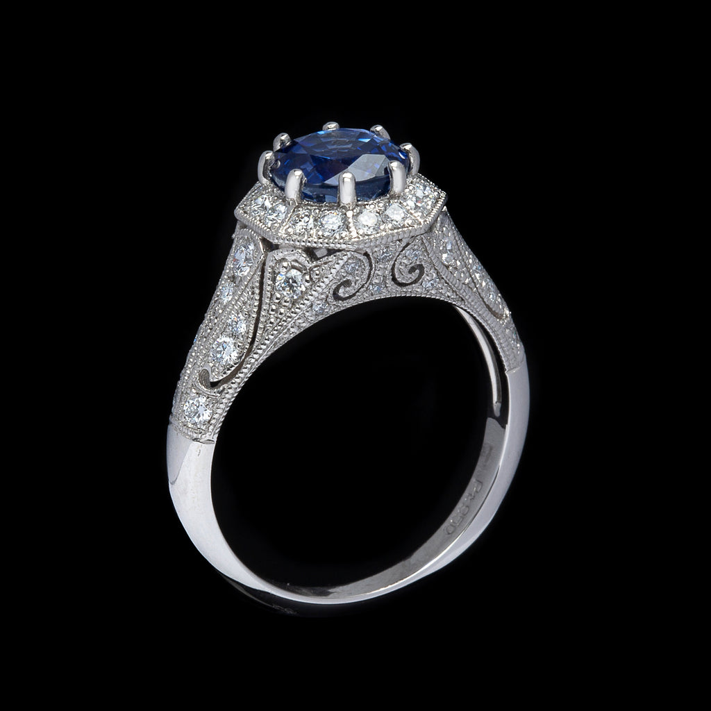 Sapphire & Diamond Platinum Ring