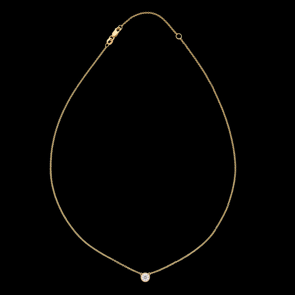 GIA E/VS2 Round Diamond & 18k Gold Necklace