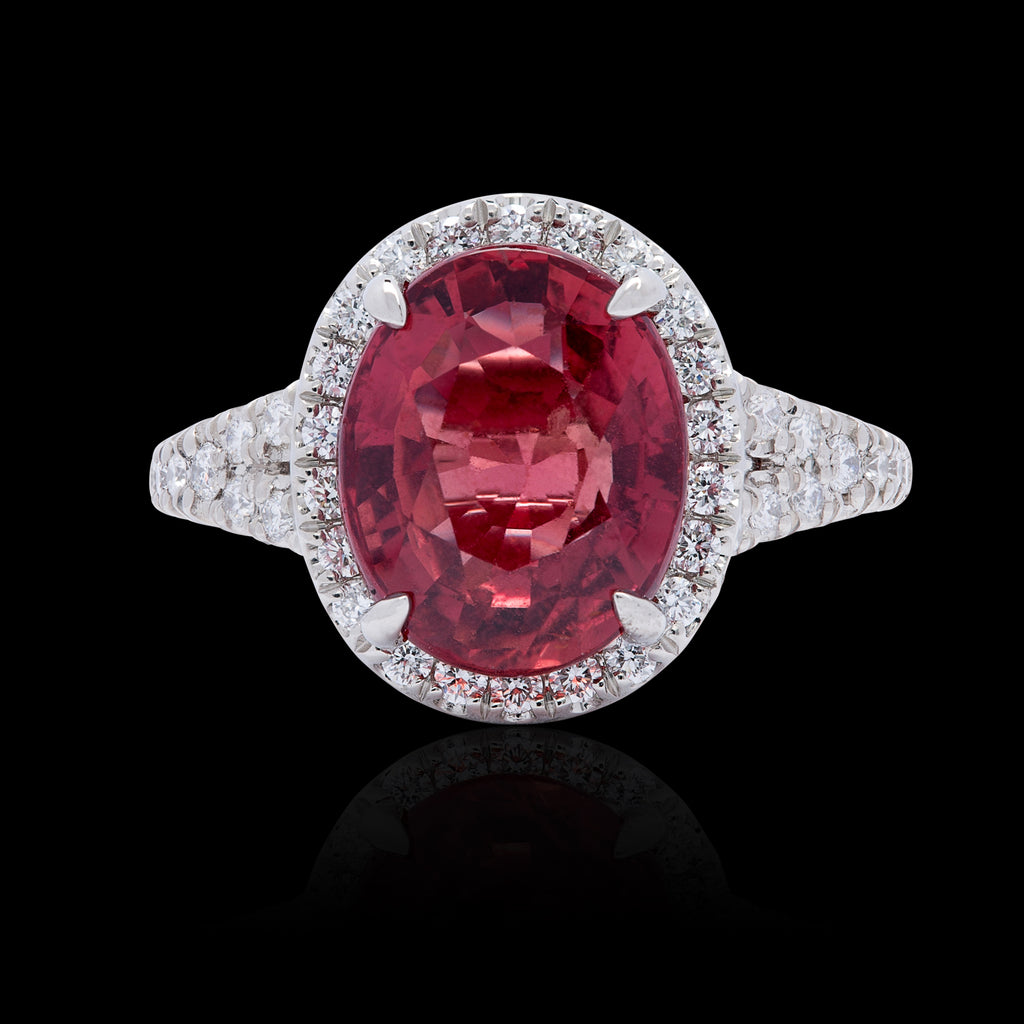 No Heat GIA 5.10-cts. Red-Orange Sapphire Diamond Ring