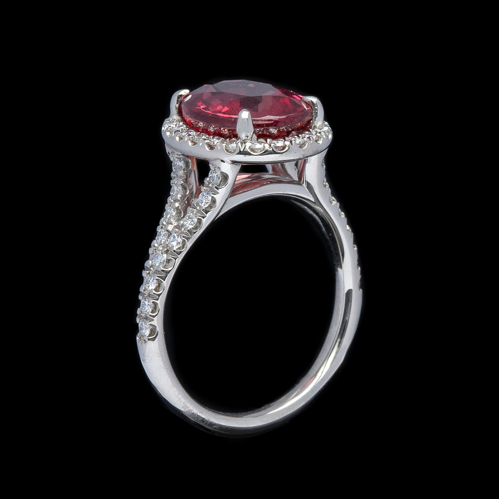 No Heat GIA 5.10-cts. Red-Orange Sapphire Diamond Ring