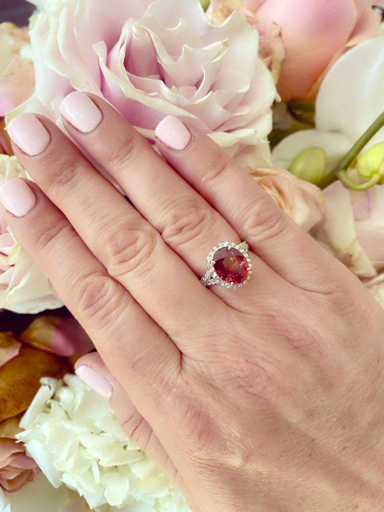 No Heat GIA 5.10-cts. Red-Orange Sapphire Diamond Ring