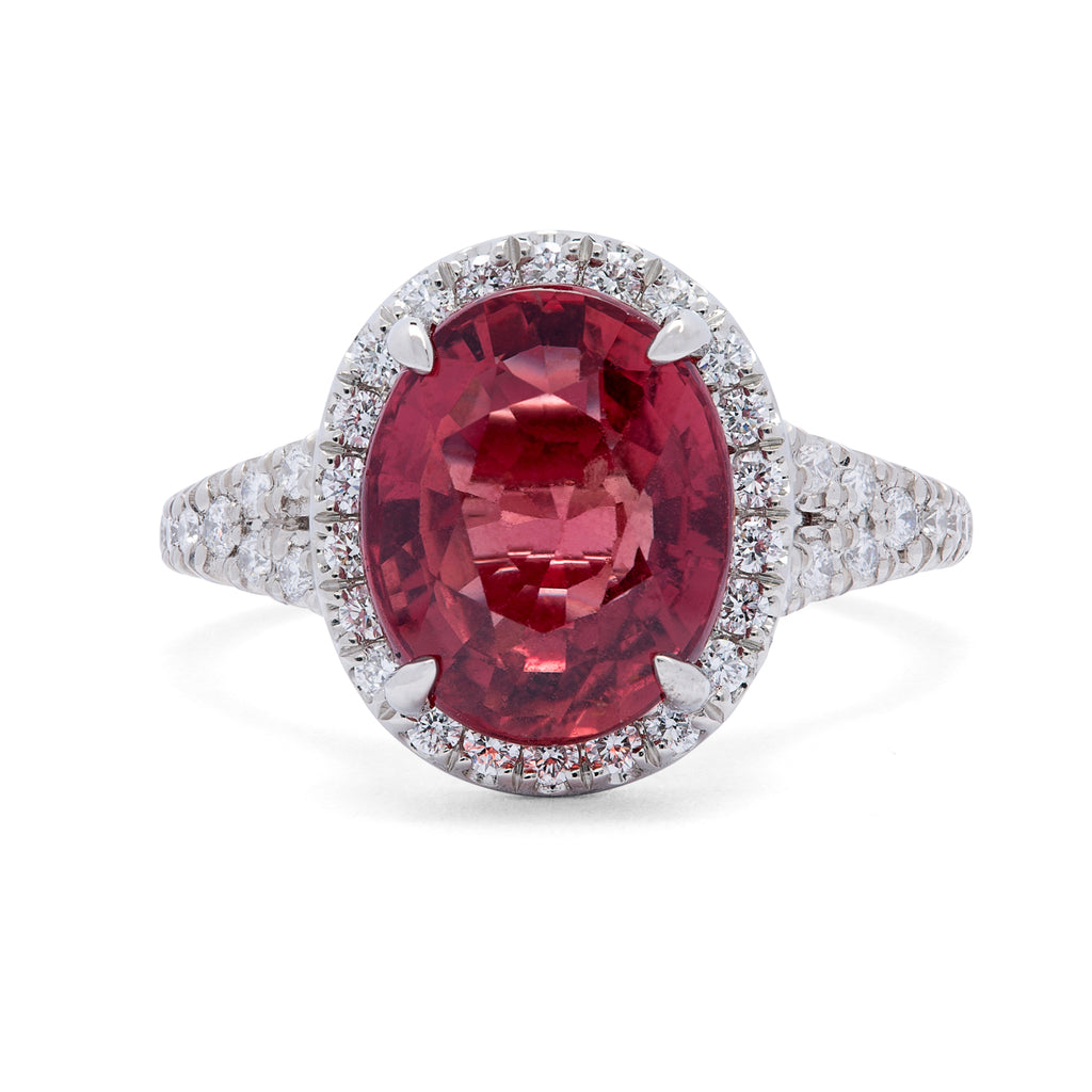 No Heat GIA 5.10-cts. Red-Orange Sapphire Diamond Ring
